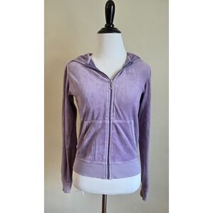 Vtg Juicy Couture Velour 2000s Y2K Lavender Track Zip Hoodie M (34)